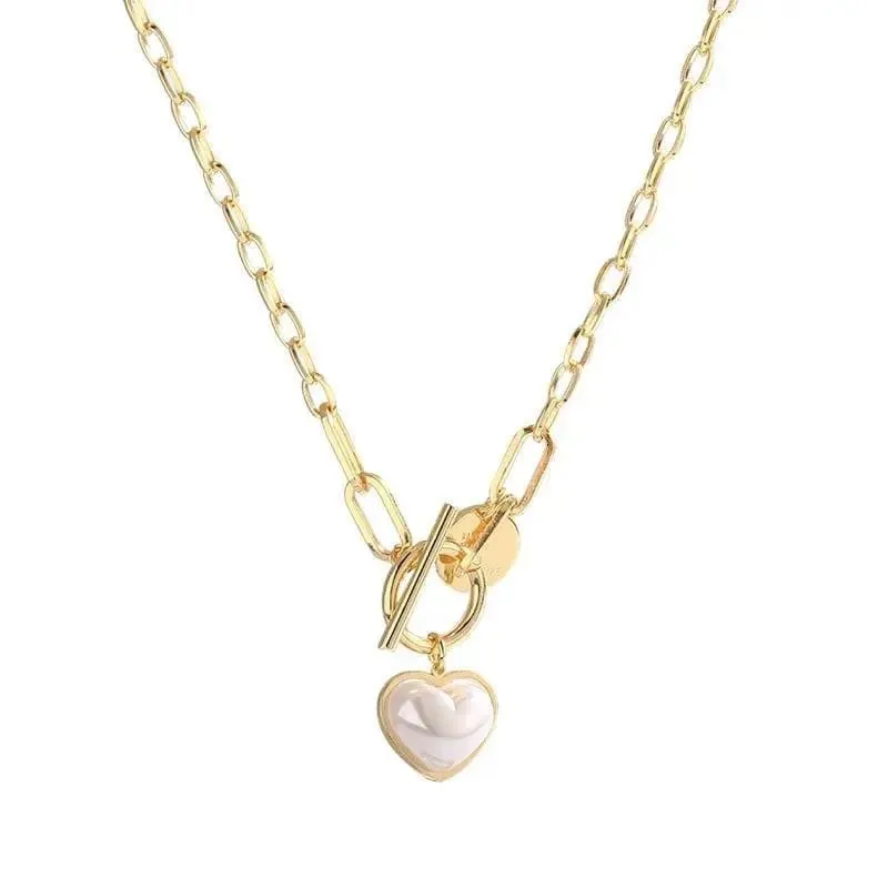 🌟 Women's Hip Hop Pearl Heart Necklace: Blend of Elegance &amp; Edge 🌟
