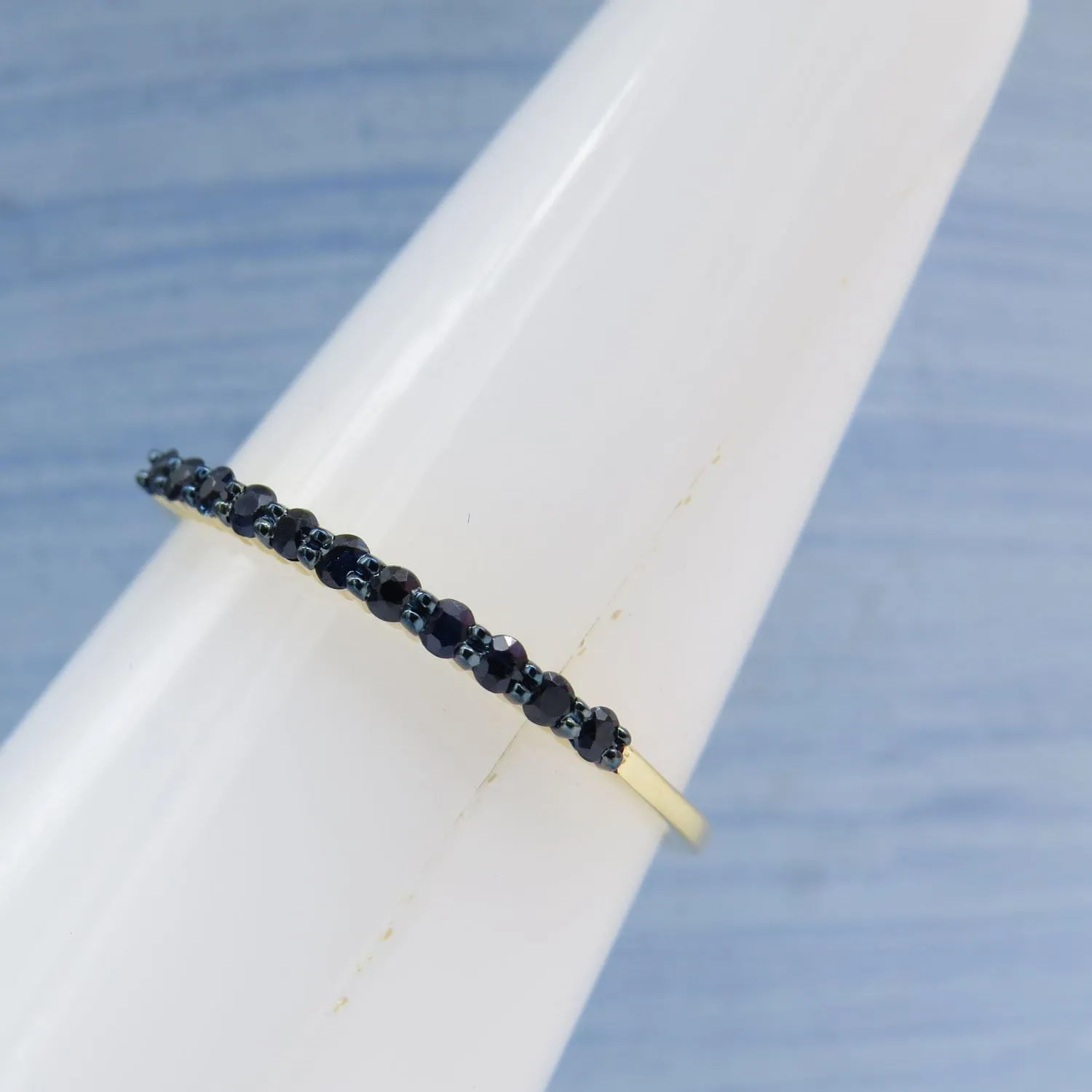 0.20 Cttw 10k Solid Gold Blue Sapphire Womens Anniversary Wedding Ring Stackable Band 1/5 CT