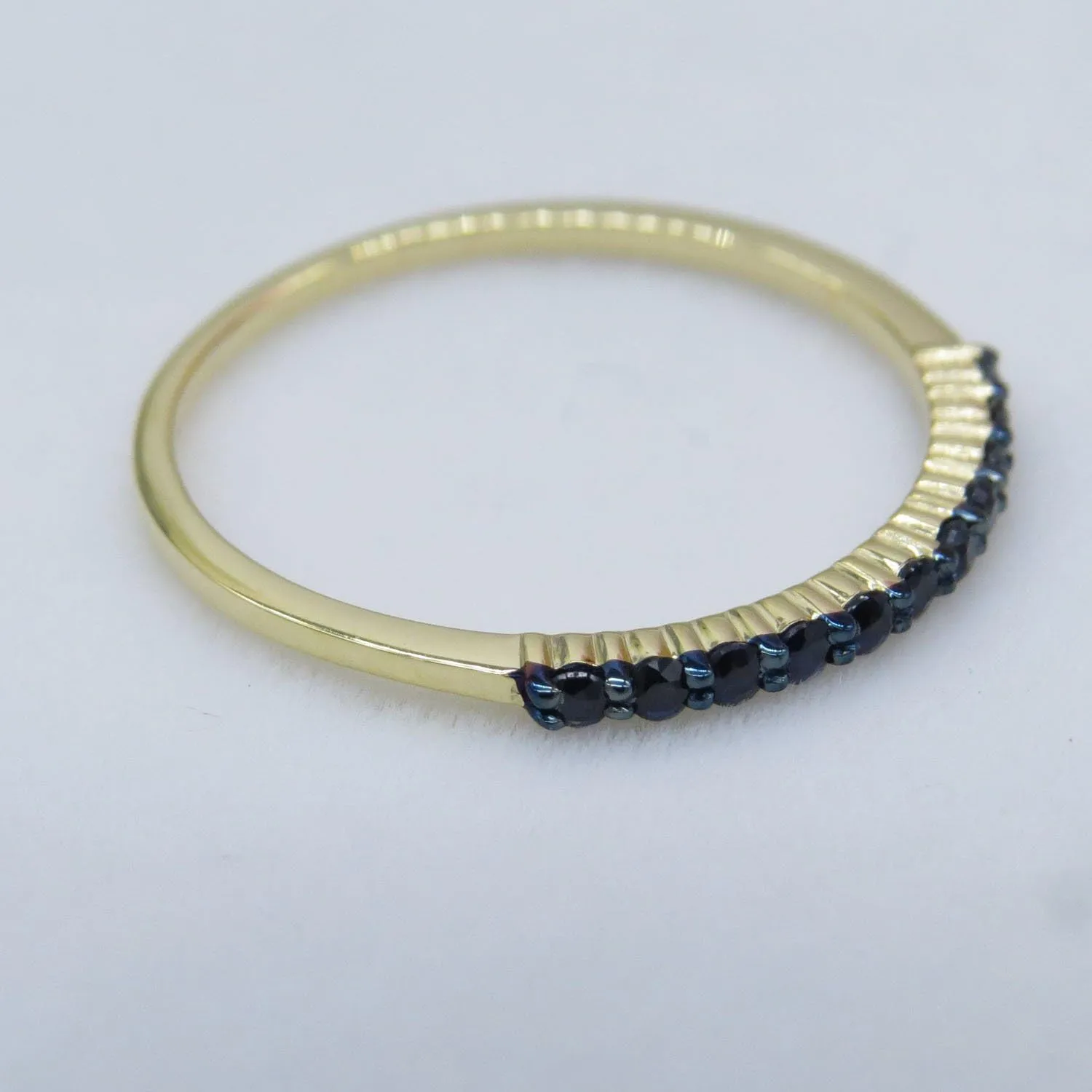 0.20 Cttw 10k Solid Gold Blue Sapphire Womens Anniversary Wedding Ring Stackable Band 1/5 CT