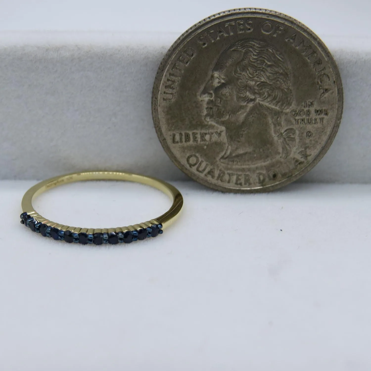 0.20 Cttw 10k Solid Gold Blue Sapphire Womens Anniversary Wedding Ring Stackable Band 1/5 CT