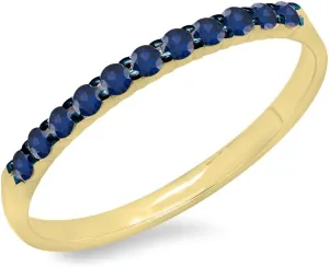 0.20 Cttw 10k Solid Gold Blue Sapphire Womens Anniversary Wedding Ring Stackable Band 1/5 CT