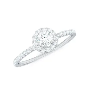 0.75 CT Minimal Moissanite Halo Engagement Ring in Gold
