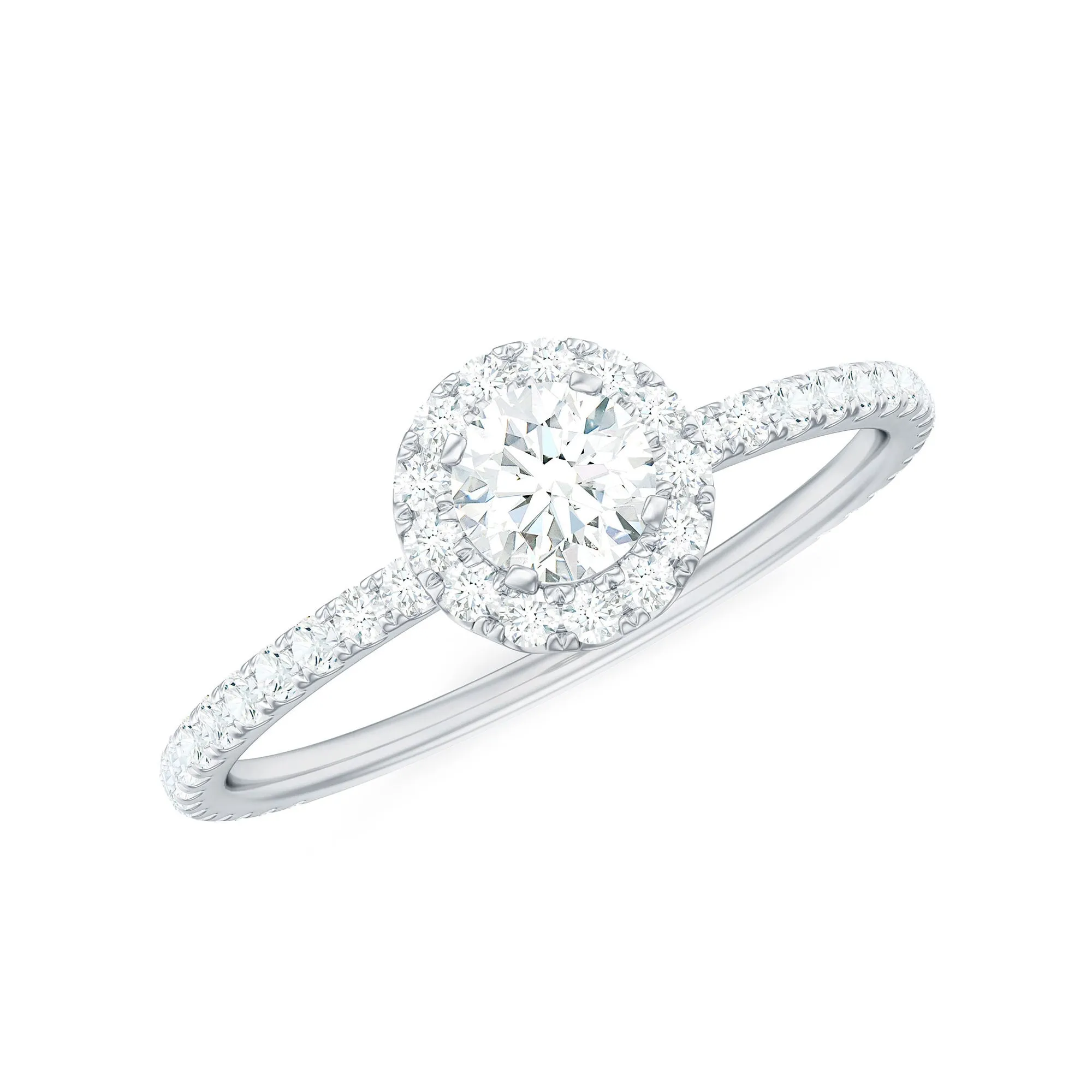 0.75 CT Minimal Moissanite Halo Engagement Ring in Gold