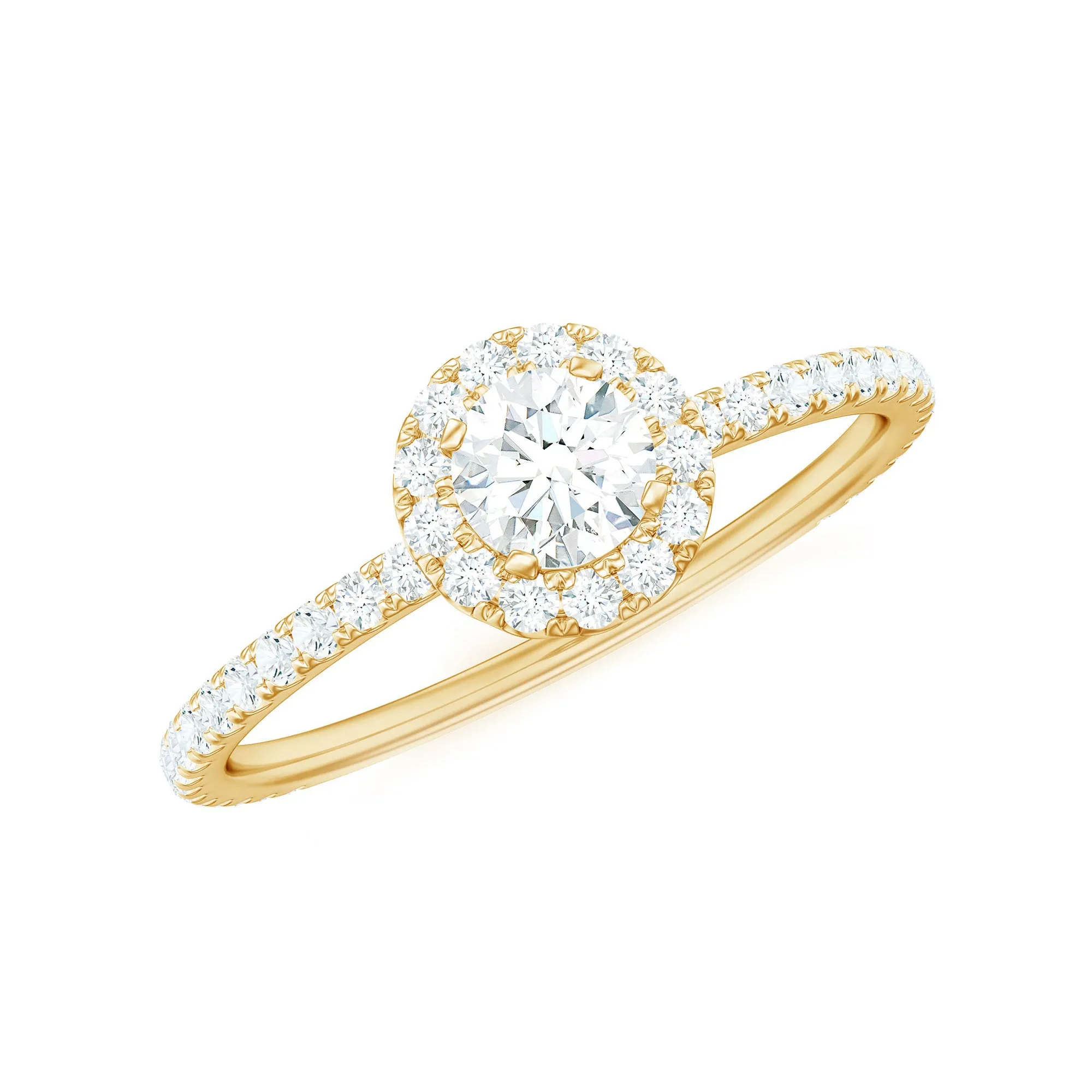 0.75 CT Minimal Moissanite Halo Engagement Ring in Gold