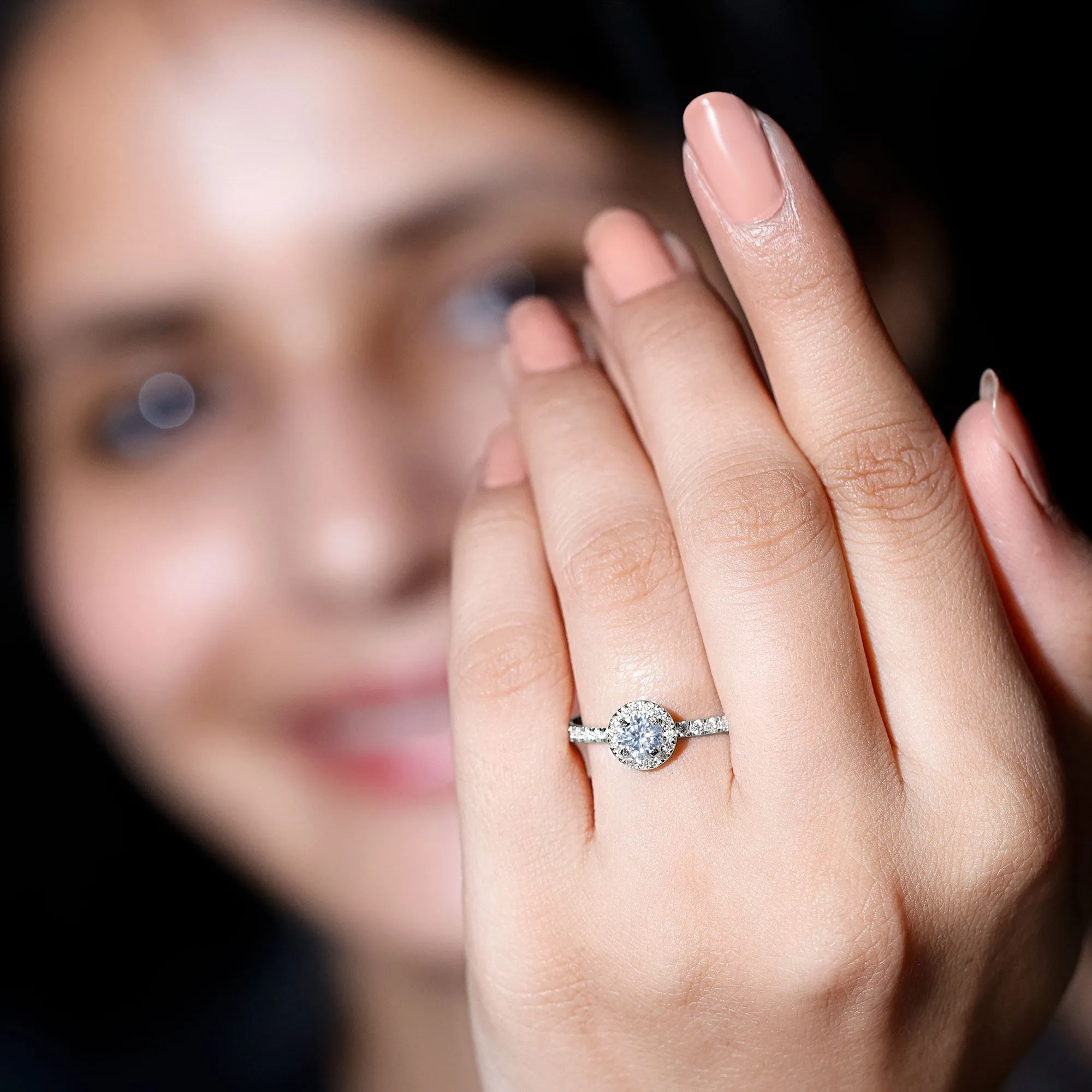 0.75 CT Minimal Moissanite Halo Engagement Ring in Gold