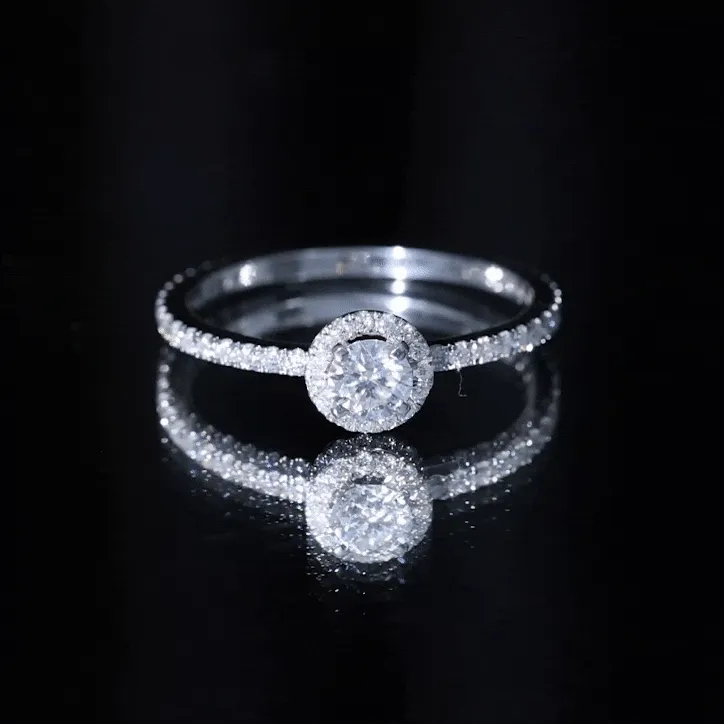 0.75 CT Minimal Moissanite Halo Engagement Ring in Gold