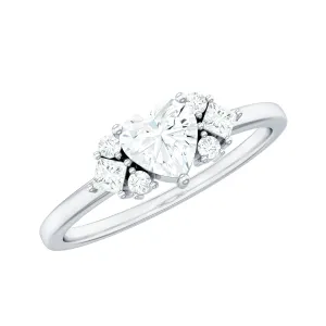 1 CT Minimal Heart Shape Moissanite Engagement Ring