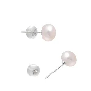10-11MM Freshwater Cultured Half Round Button Pearls Stud Earrings, Sterling Silver Posts