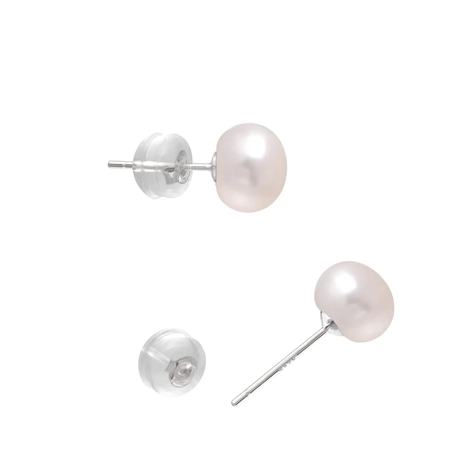 10-11MM Freshwater Cultured Half Round Button Pearls Stud Earrings, Sterling Silver Posts