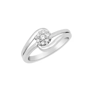 10 K White Gold 0.10ctw Floral Swirl Diamond Promise Ring