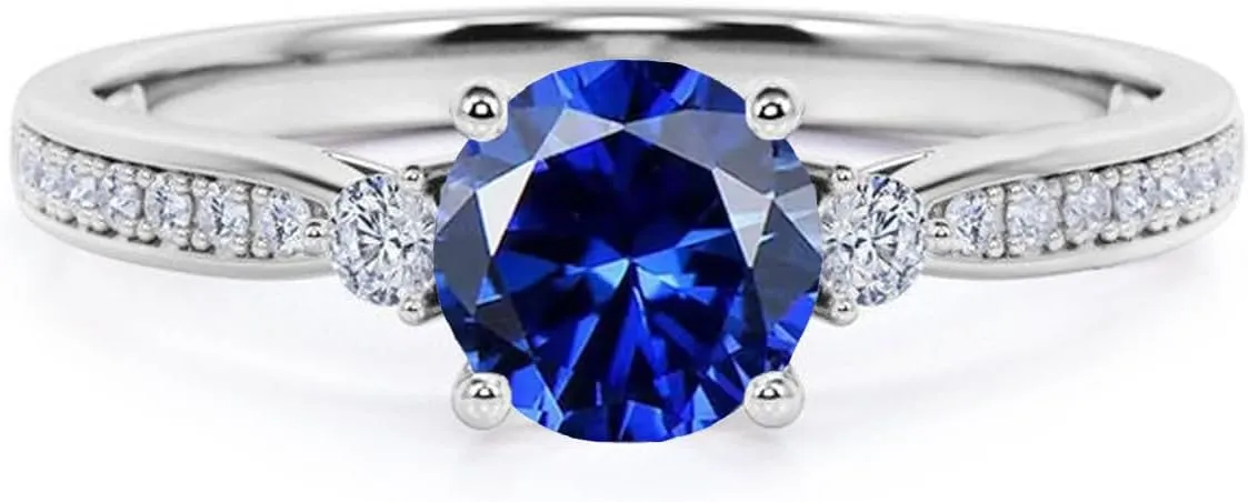 10K 14K 18K Gold Round Cut Gemstone Engagement Ring for Women 1CT Gemstone Promise Wedding Anniversary Ring Unique Bridal Ring Jewelry Gifts for Her Size 4-15