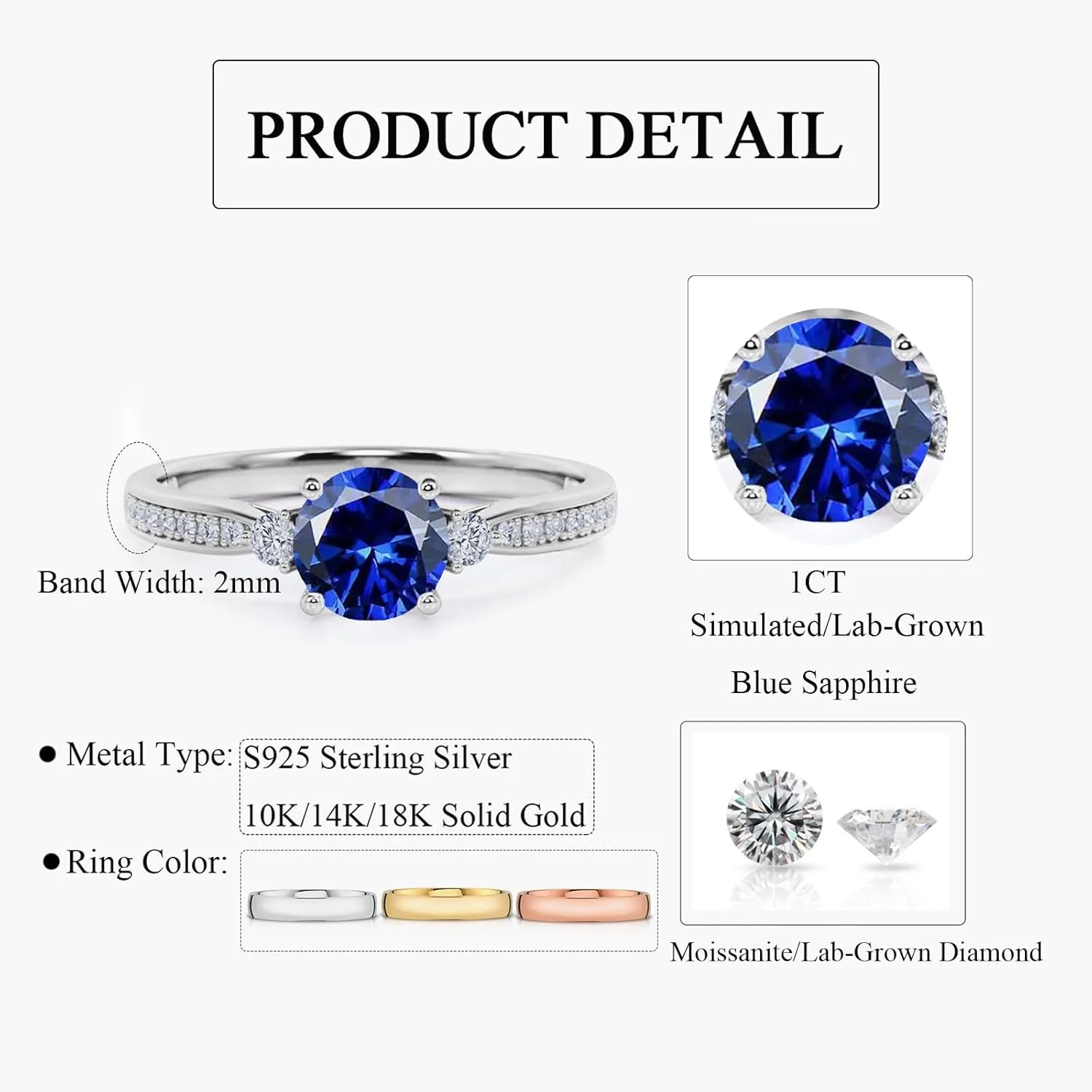 10K 14K 18K Gold Round Cut Gemstone Engagement Ring for Women 1CT Gemstone Promise Wedding Anniversary Ring Unique Bridal Ring Jewelry Gifts for Her Size 4-15