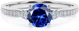 10K 14K 18K Gold Round Cut Gemstone Engagement Ring for Women 1CT Gemstone Promise Wedding Anniversary Ring Unique Bridal Ring Jewelry Gifts for Her Size 4-15