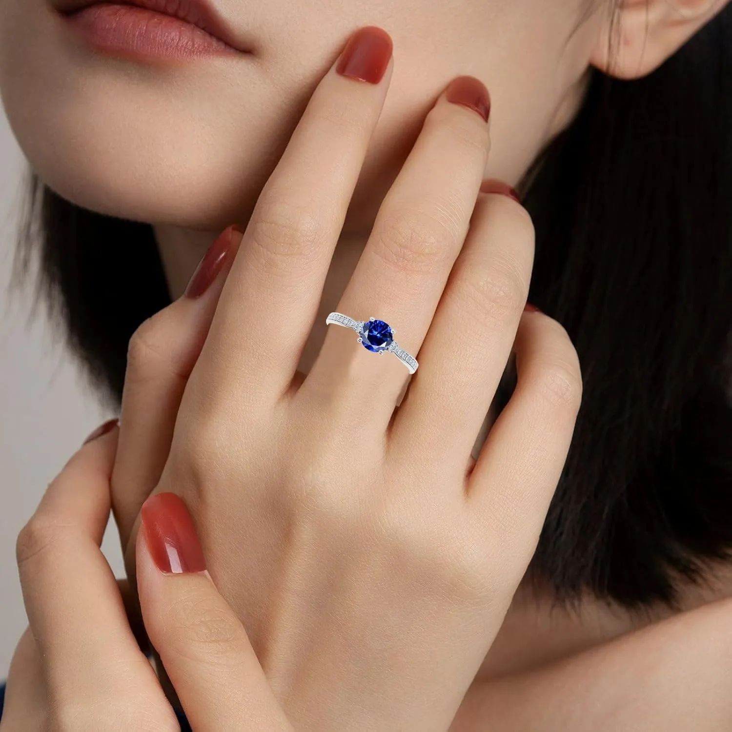 10K 14K 18K Gold Round Cut Gemstone Engagement Ring for Women 1CT Gemstone Promise Wedding Anniversary Ring Unique Bridal Ring Jewelry Gifts for Her Size 4-15