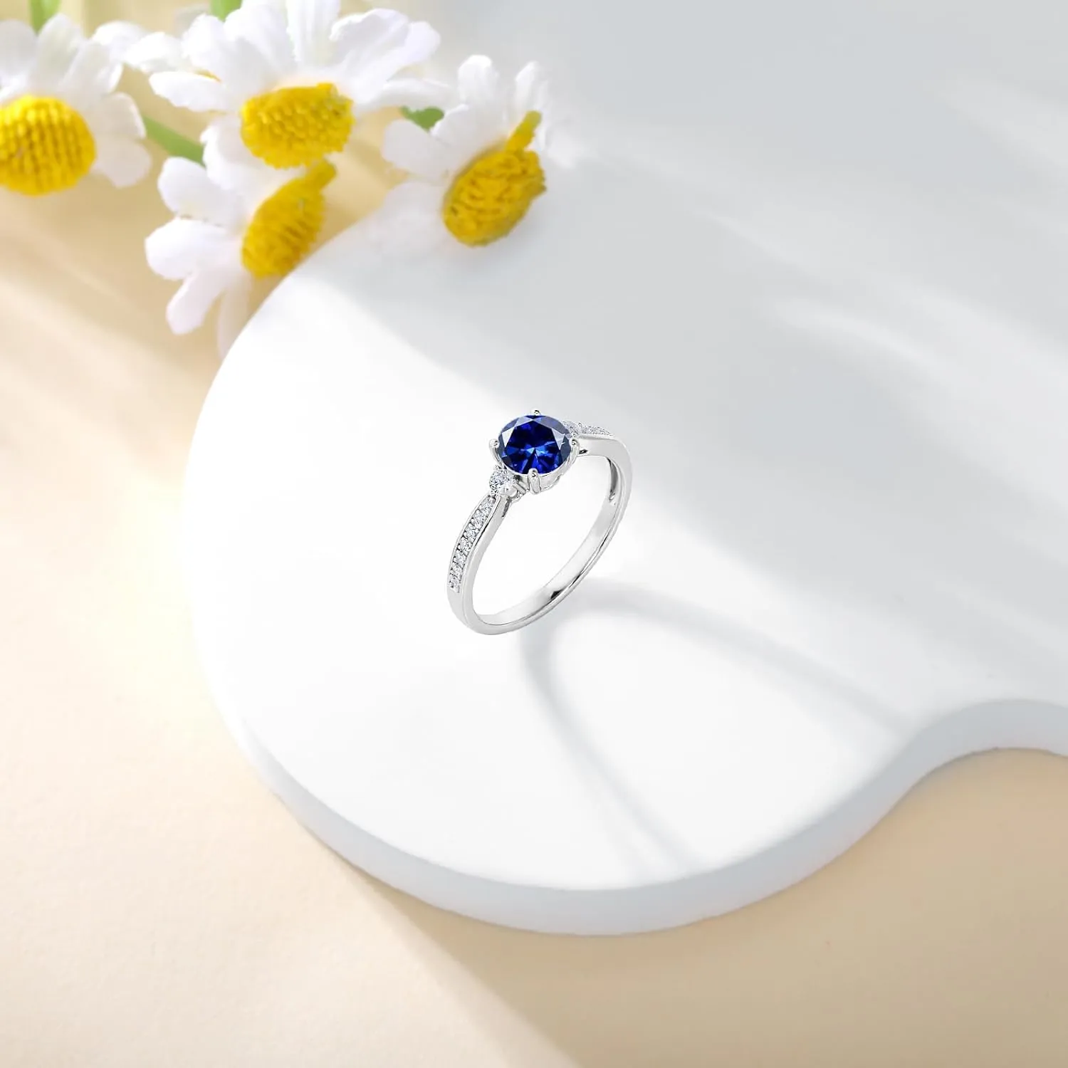 10K 14K 18K Gold Round Cut Gemstone Engagement Ring for Women 1CT Gemstone Promise Wedding Anniversary Ring Unique Bridal Ring Jewelry Gifts for Her Size 4-15