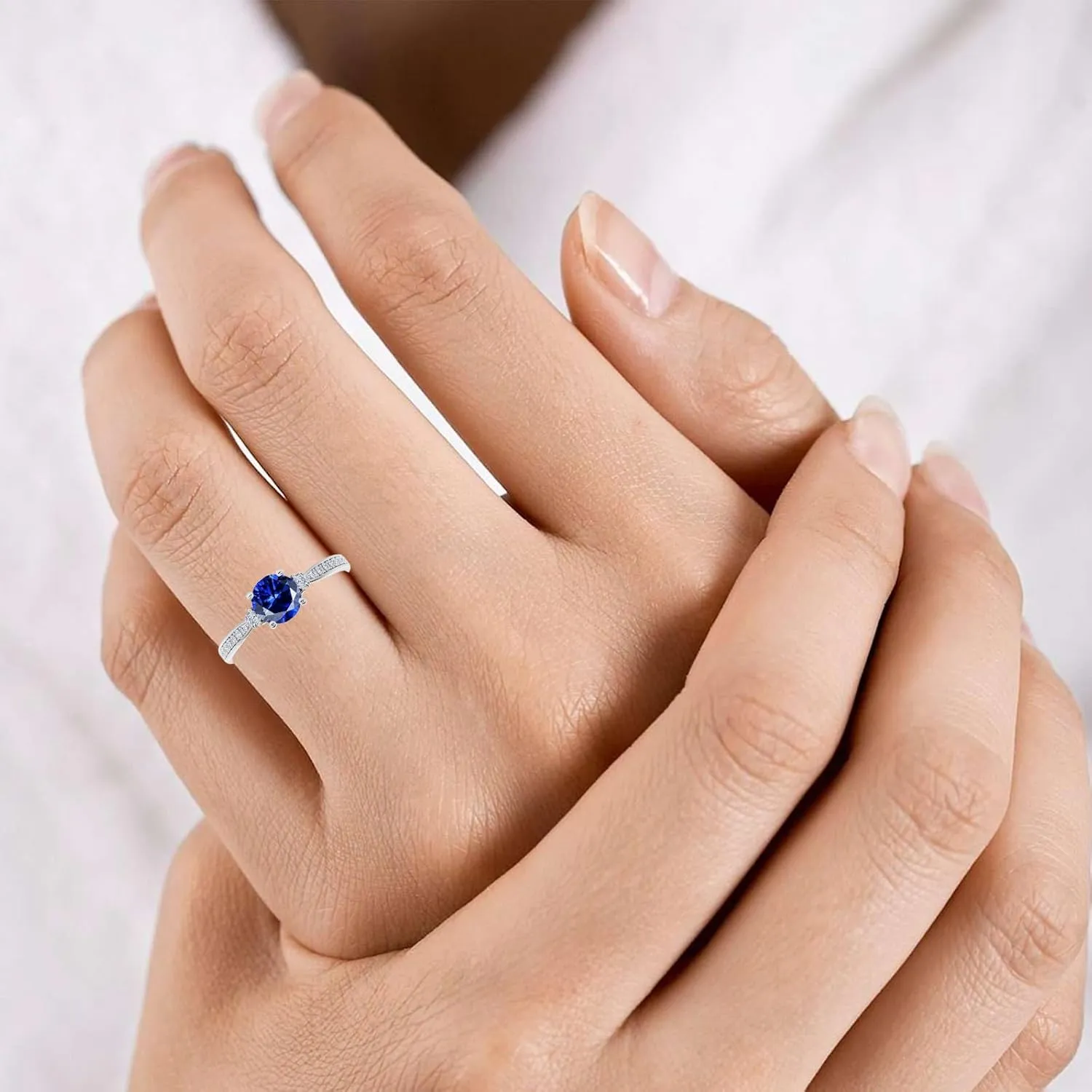 10K 14K 18K Gold Round Cut Gemstone Engagement Ring for Women 1CT Gemstone Promise Wedding Anniversary Ring Unique Bridal Ring Jewelry Gifts for Her Size 4-15