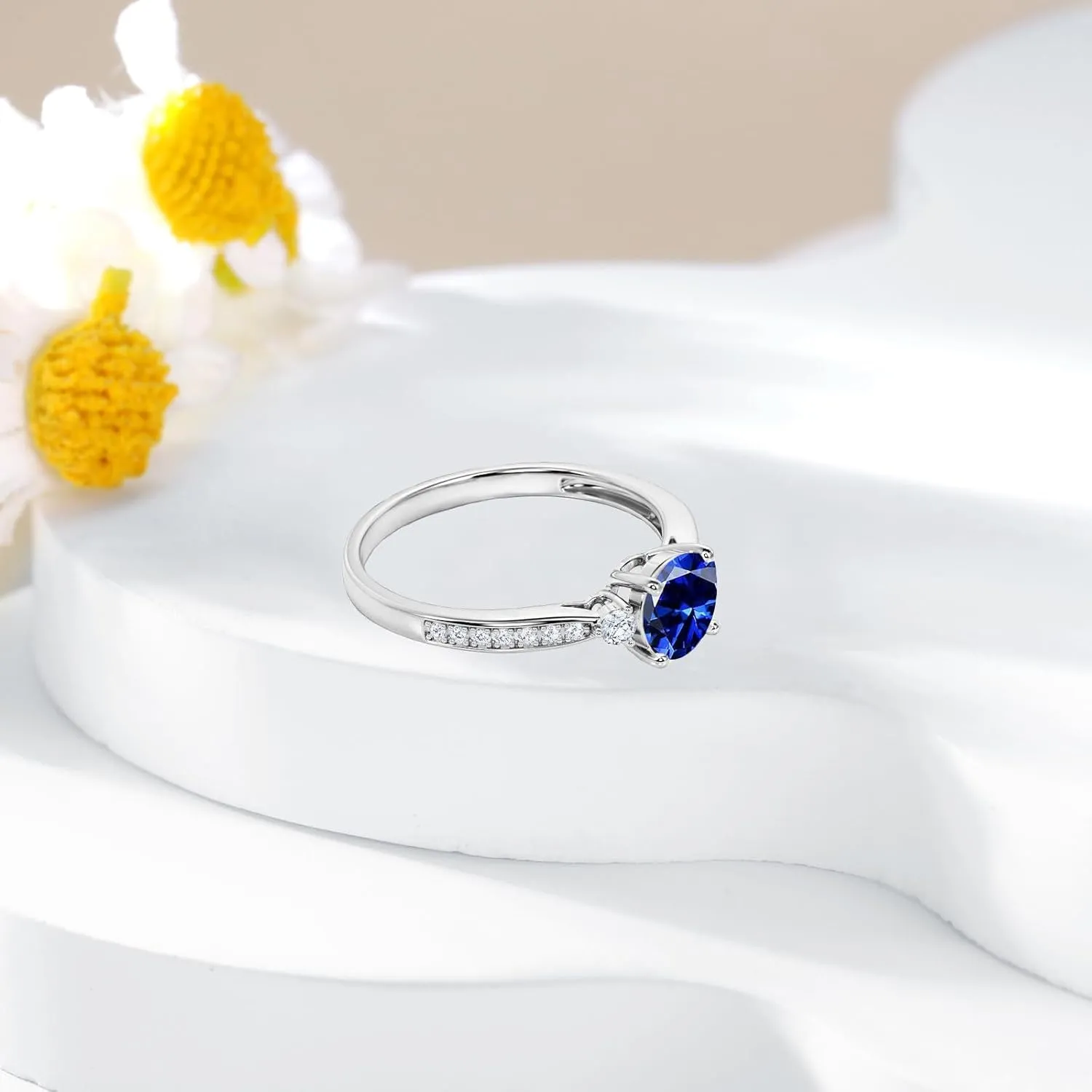 10K 14K 18K Gold Round Cut Gemstone Engagement Ring for Women 1CT Gemstone Promise Wedding Anniversary Ring Unique Bridal Ring Jewelry Gifts for Her Size 4-15