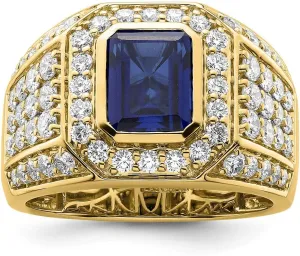 10K 14K 18K Solid Gold 1Carat Sapphire Ring for Men Vintage Lab Blue Sapphire Signet Wedding Engagement Mens Rings Size 4-15