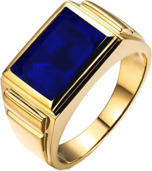 10K 14K 18K Solid Gold Sapphire Ring for Men Real Gold Customized 2-6 Carat Men's Blue Sapphire Gemstone Engagement Ring Wedding Band Ring Jewelry Gift for Dad Husband Fathers Day Anniversary