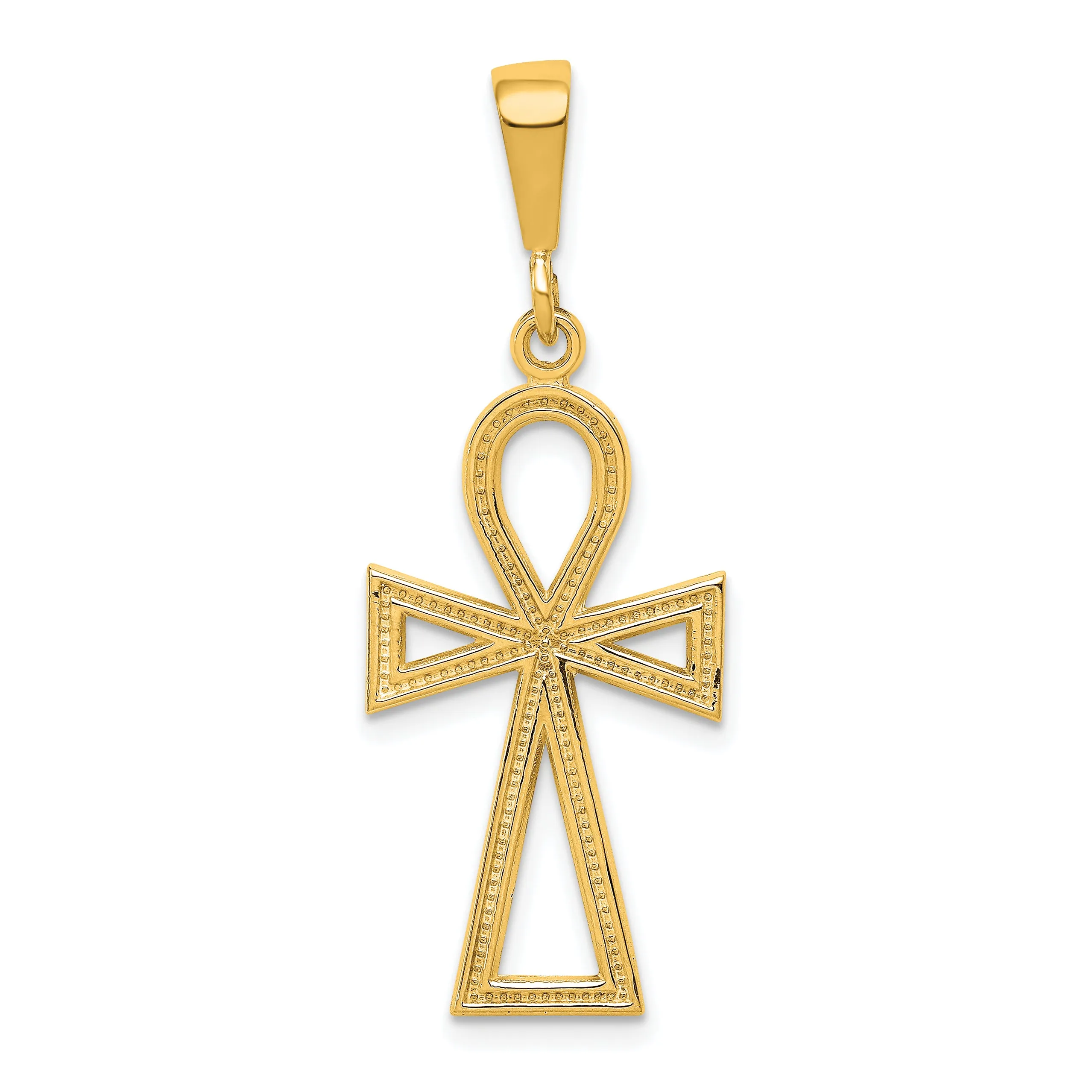 10K Gold Ankh Cross Charm with Polished Finish Solid and Elegant