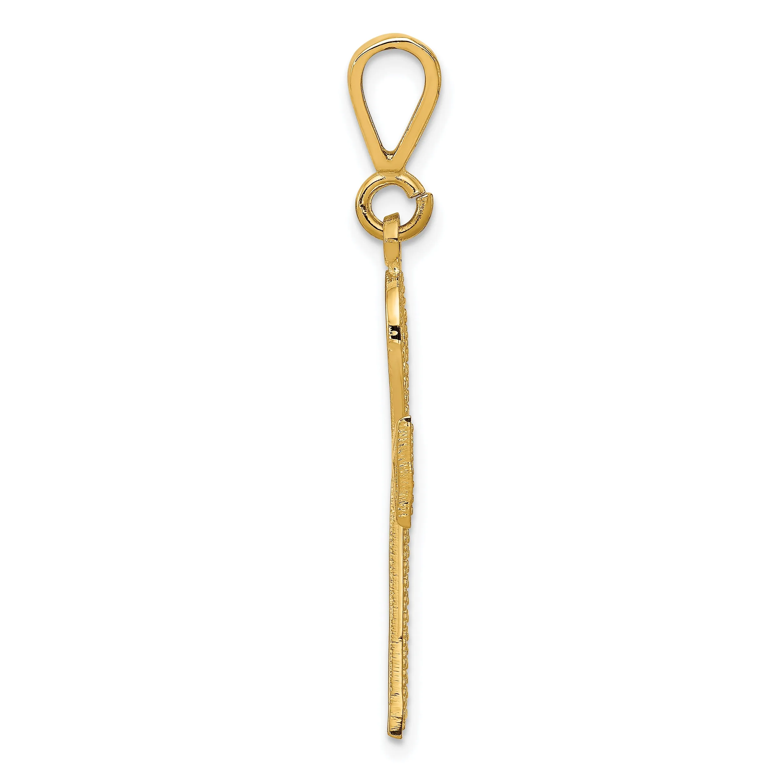 10K Gold Ankh Cross Charm with Polished Finish Solid and Elegant
