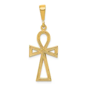 10K Gold Ankh Cross Charm with Polished Finish Solid and Elegant