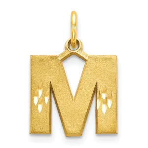 10K Gold Brushed Initial M Charm  Solid, Elegant Yellow Gold Design