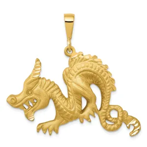 10K Gold Dragon Pendant with Polished Finish Solid, Themed Design