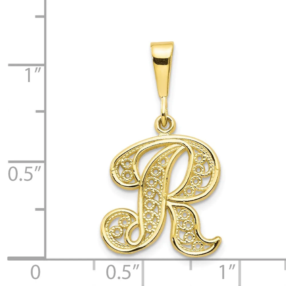 10K Gold Initial R Pendant in Yellow Gold, Elegant and Personal
