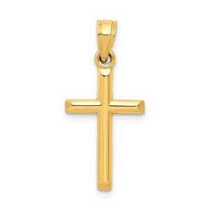 10k Gold Polished Hollow Cross Pendant Elegant and Durable Design