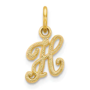 10K Gold Polished Initial H Charm Elegant Solid Design