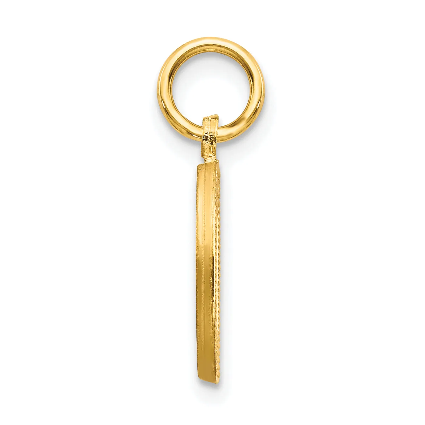 10K Gold Satin Diamond-Cut Initial D Charm  Polished & Solid Design