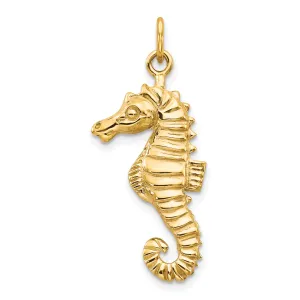 10K Gold Seahorse Pendant with Polished Finish Solid, Themed Design
