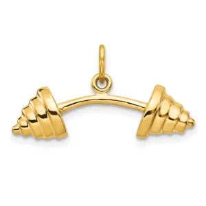 10K Gold Solid Barbell Charm with Polished Finish Themed Pendant