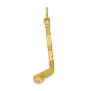 10K Gold Solid Hockey Stick Charm with Polished Finish