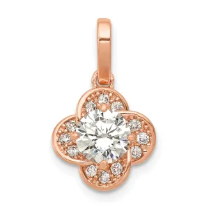 10K Rose Gold CZ Pendant with Polished Finish and Elegant Design