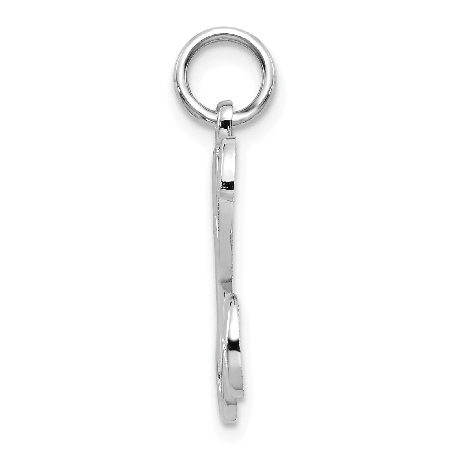 10K White Gold Filigree Initial K Pendant with Rhodium Finish