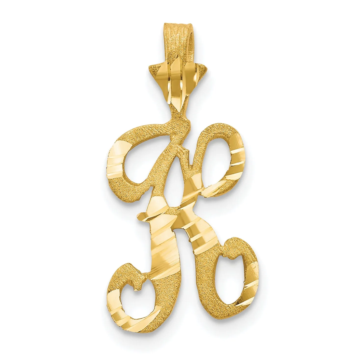 10K Yellow Gold Initial K Pendant with Polished Solid Finish