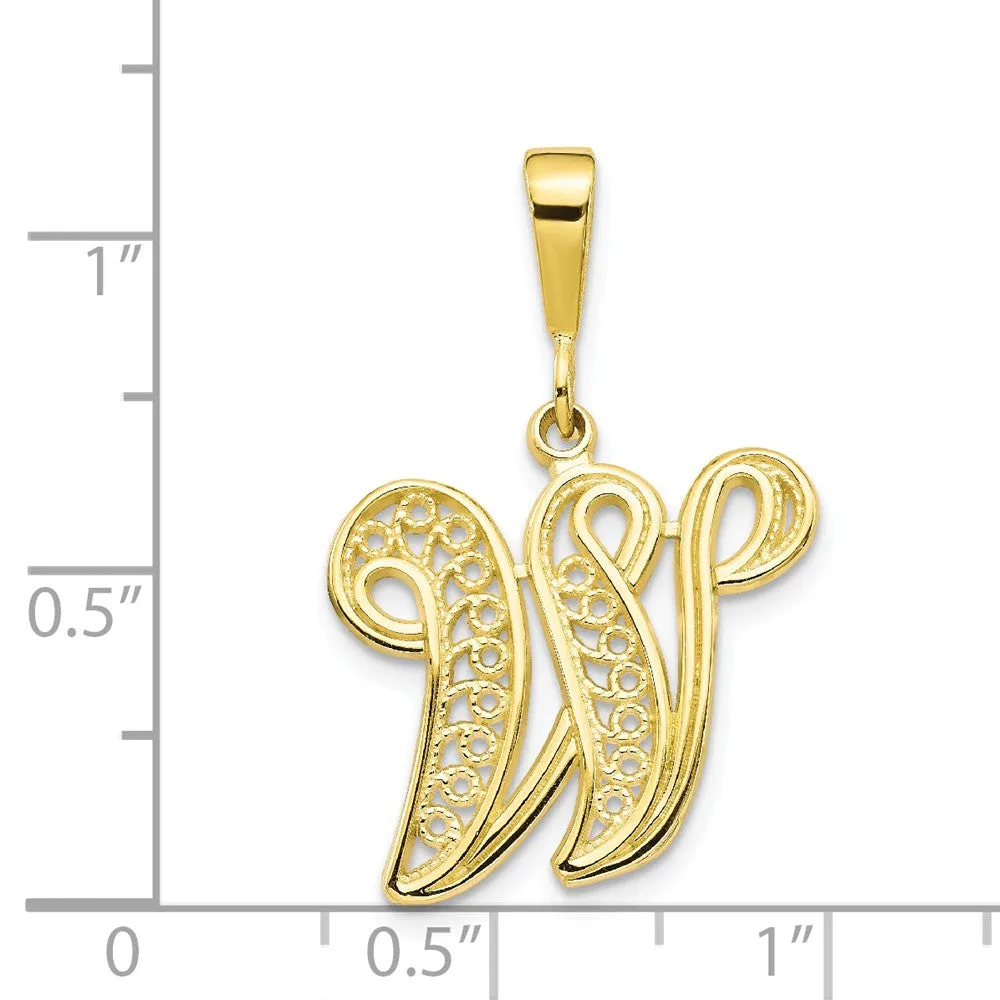 10K Yellow Gold Initial W Pendant Classic Elegant Personalized Charm