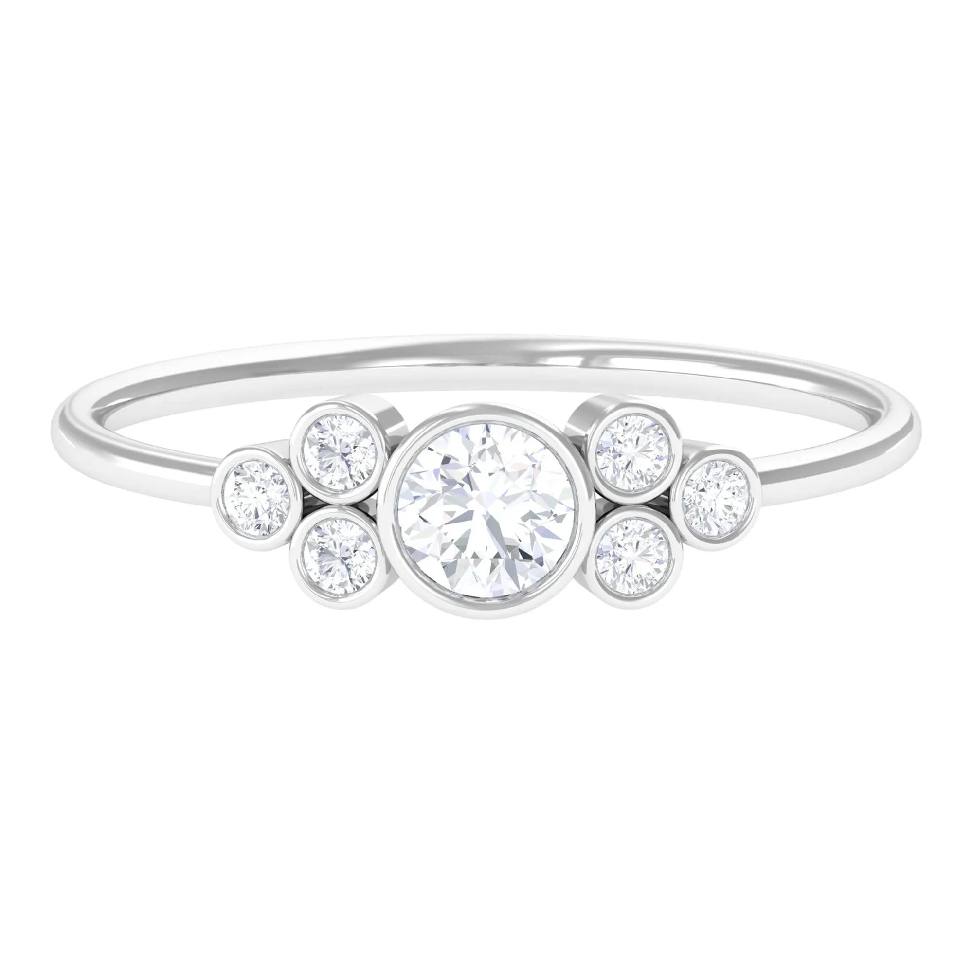1/2 CT Bezel Set Zircon Cluster Promise Ring in Gold