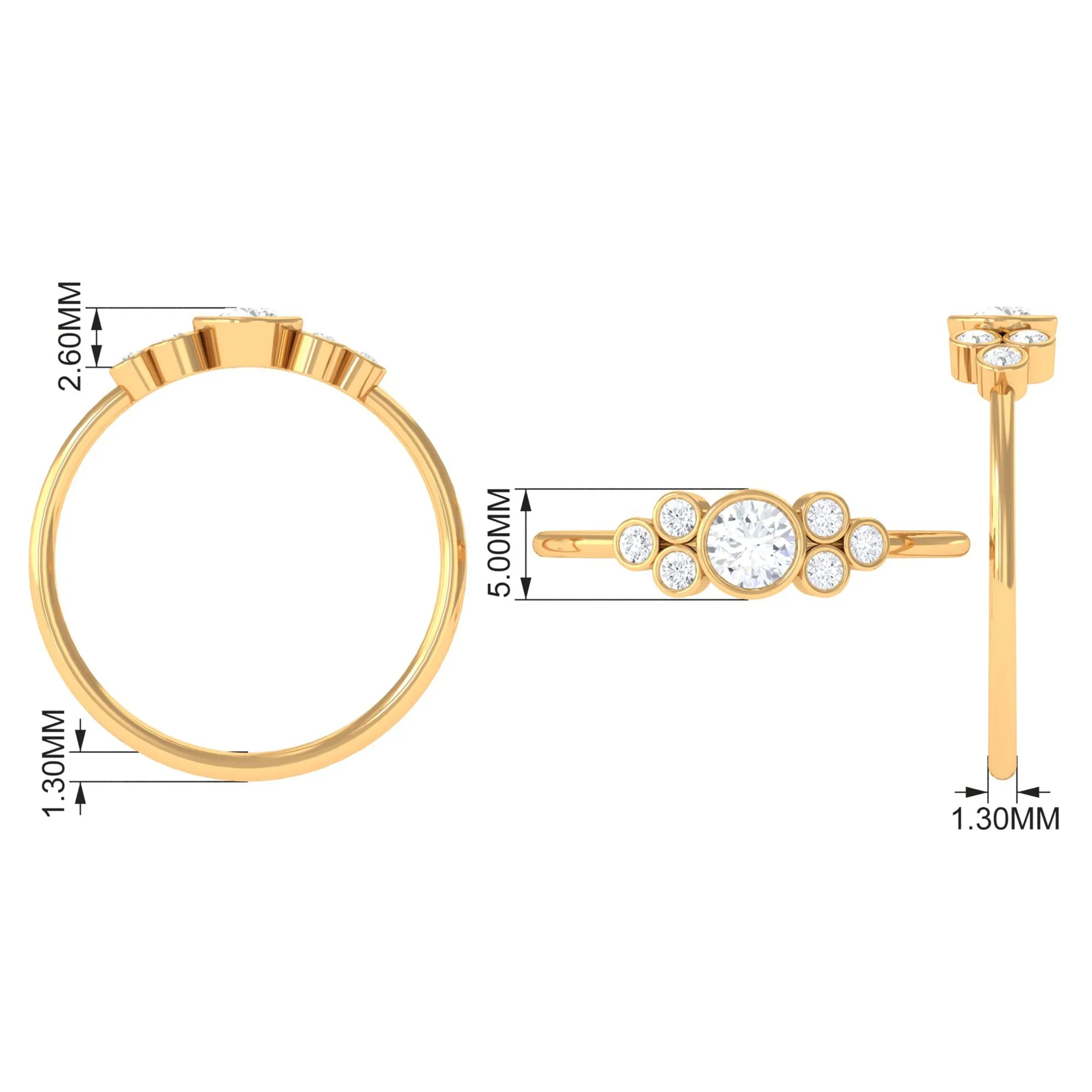 1/2 CT Bezel Set Zircon Cluster Promise Ring in Gold