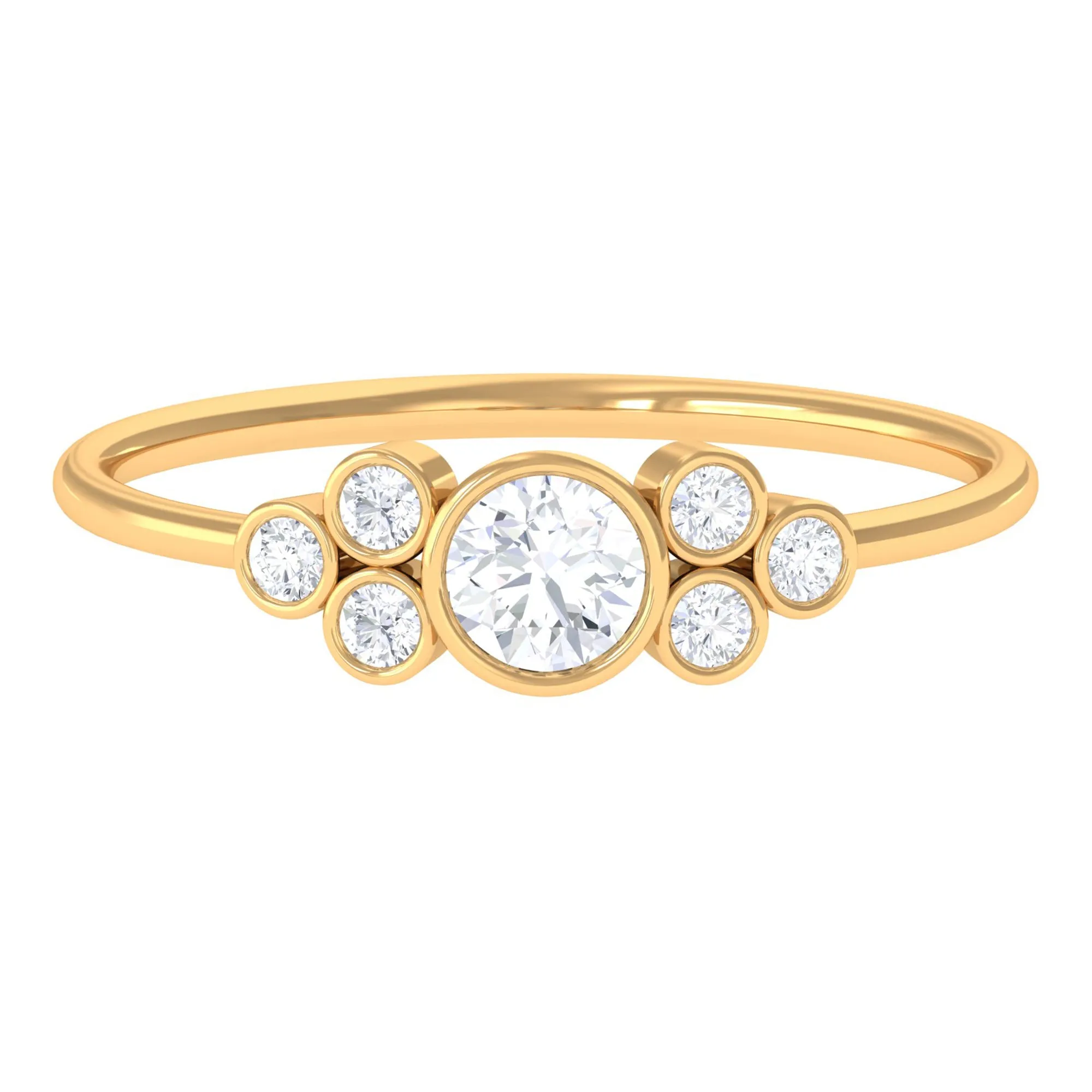 1/2 CT Bezel Set Zircon Cluster Promise Ring in Gold