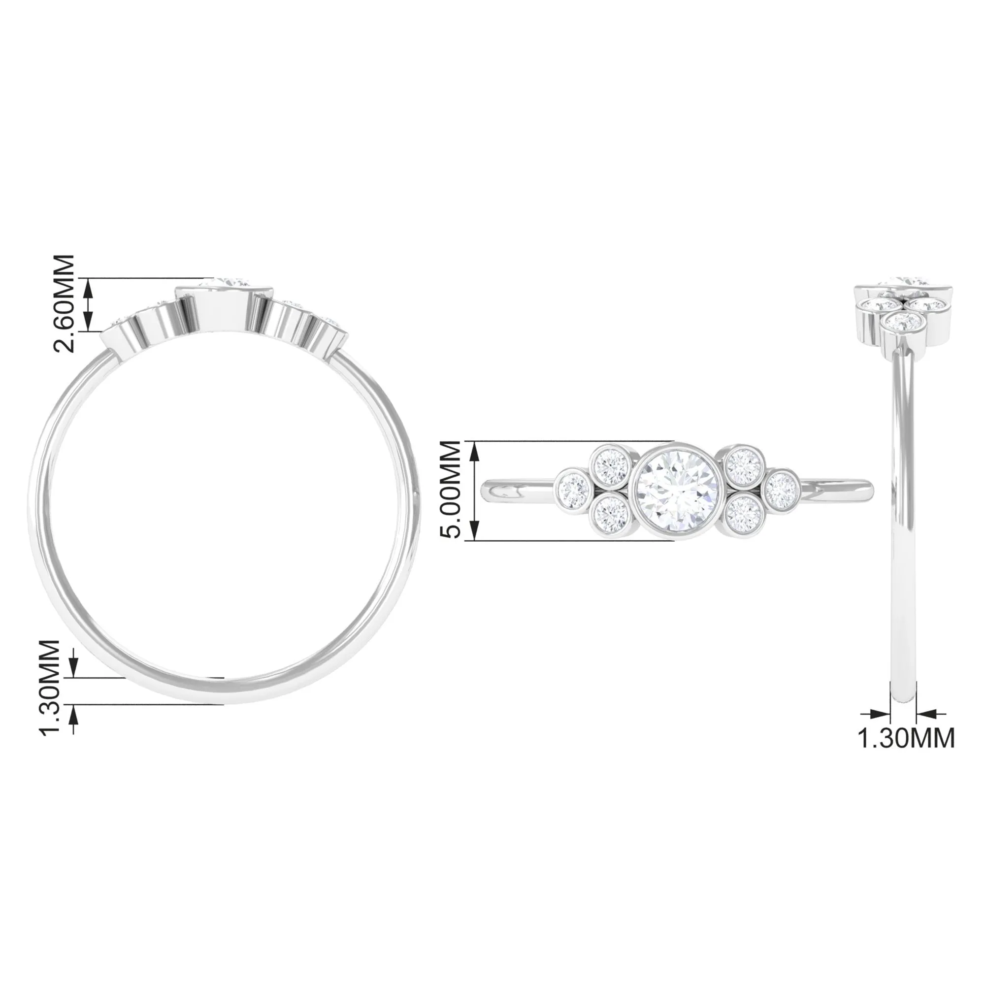 1/2 CT Bezel Set Zircon Cluster Promise Ring in Gold