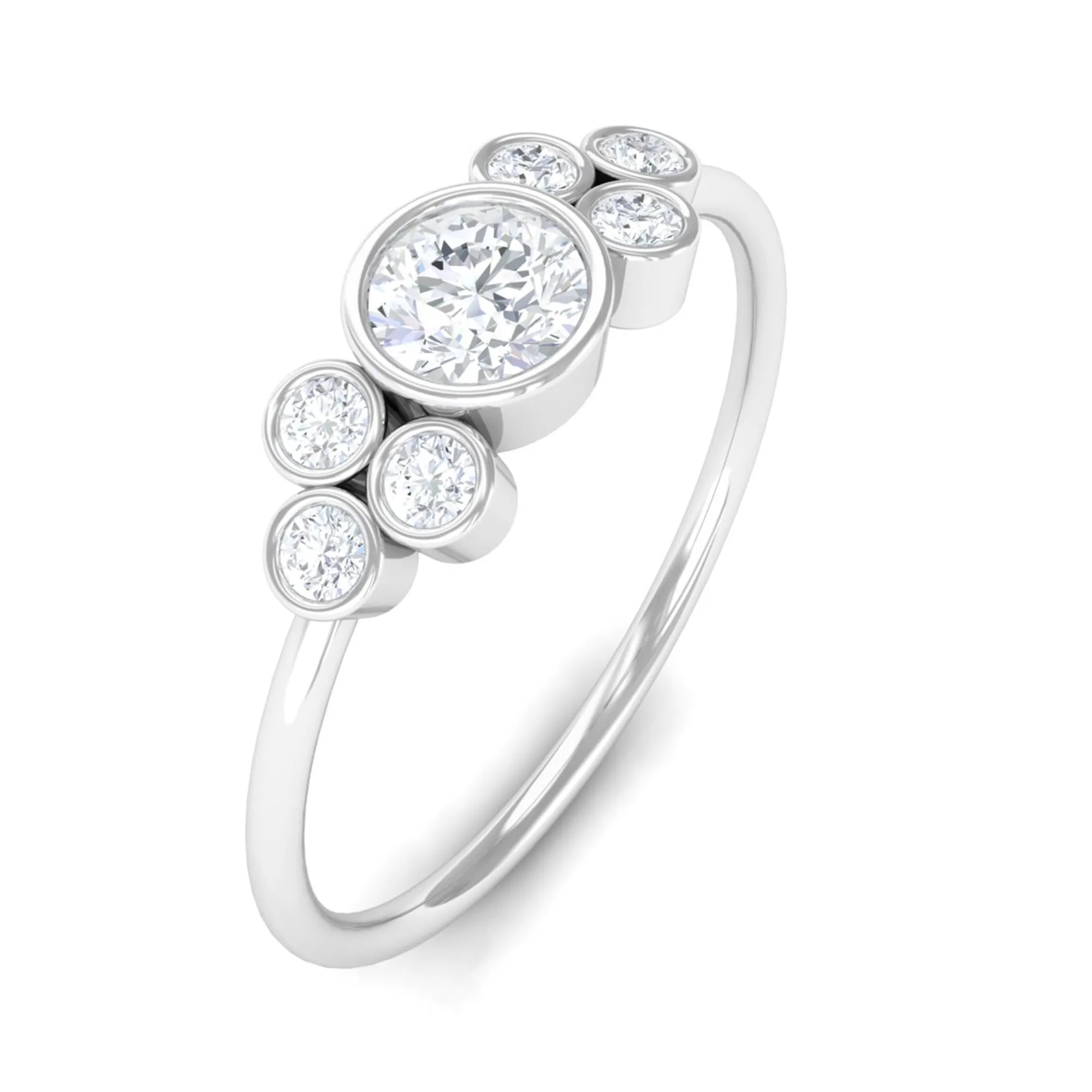 1/2 CT Bezel Set Zircon Cluster Promise Ring in Gold