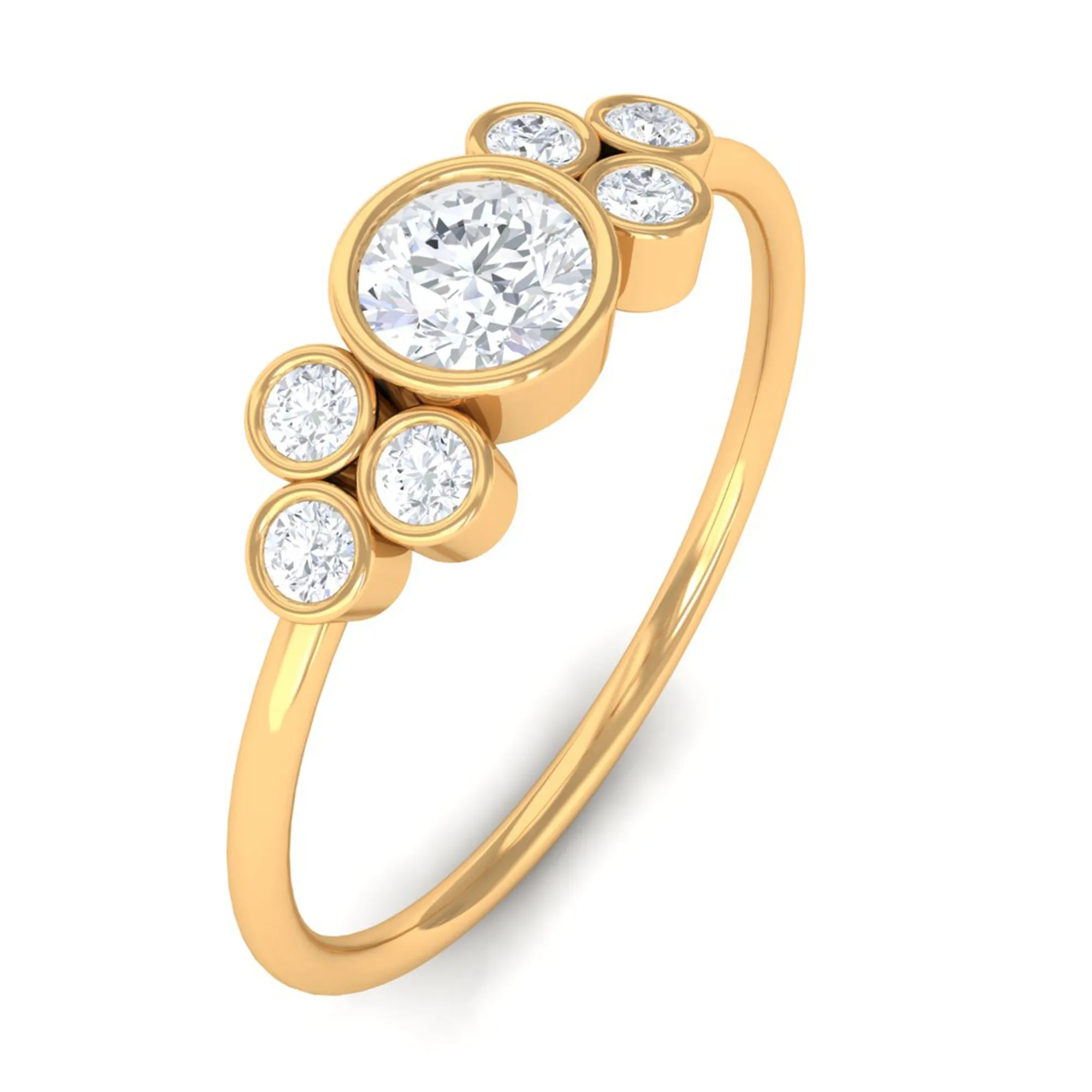 1/2 CT Bezel Set Zircon Cluster Promise Ring in Gold