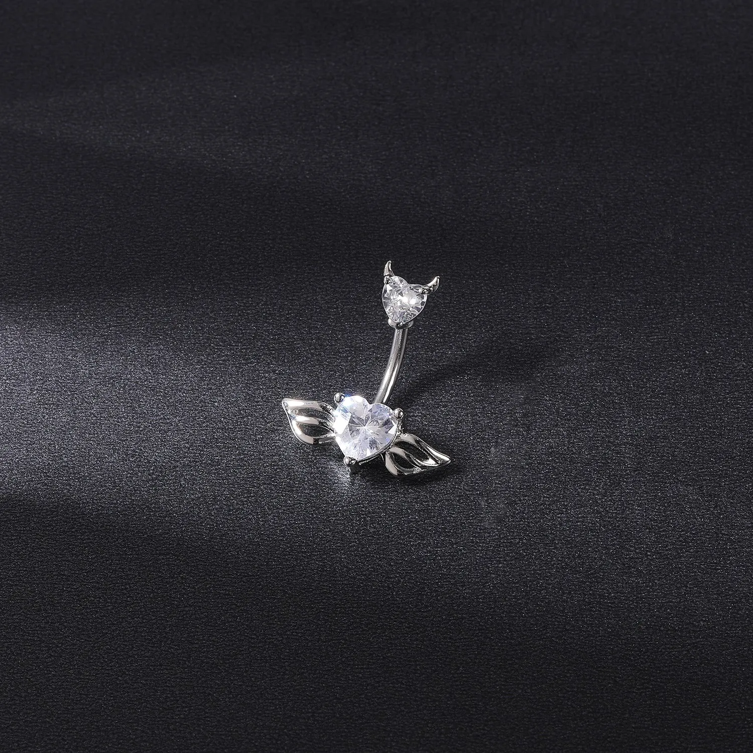14g Demon Belly Button Rings Heart Crtstal Belly Navel Piercing