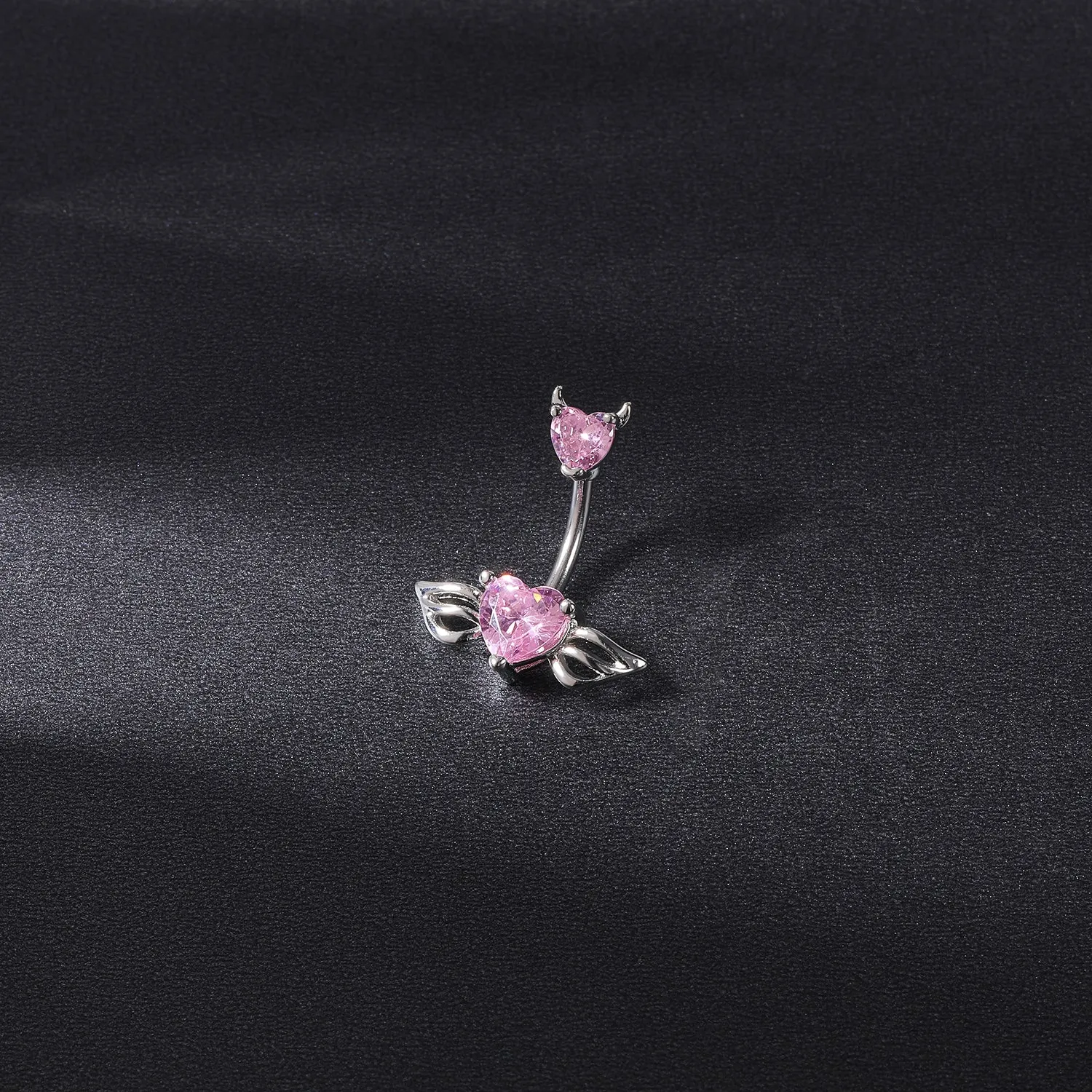 14g Demon Belly Button Rings Heart Crtstal Belly Navel Piercing