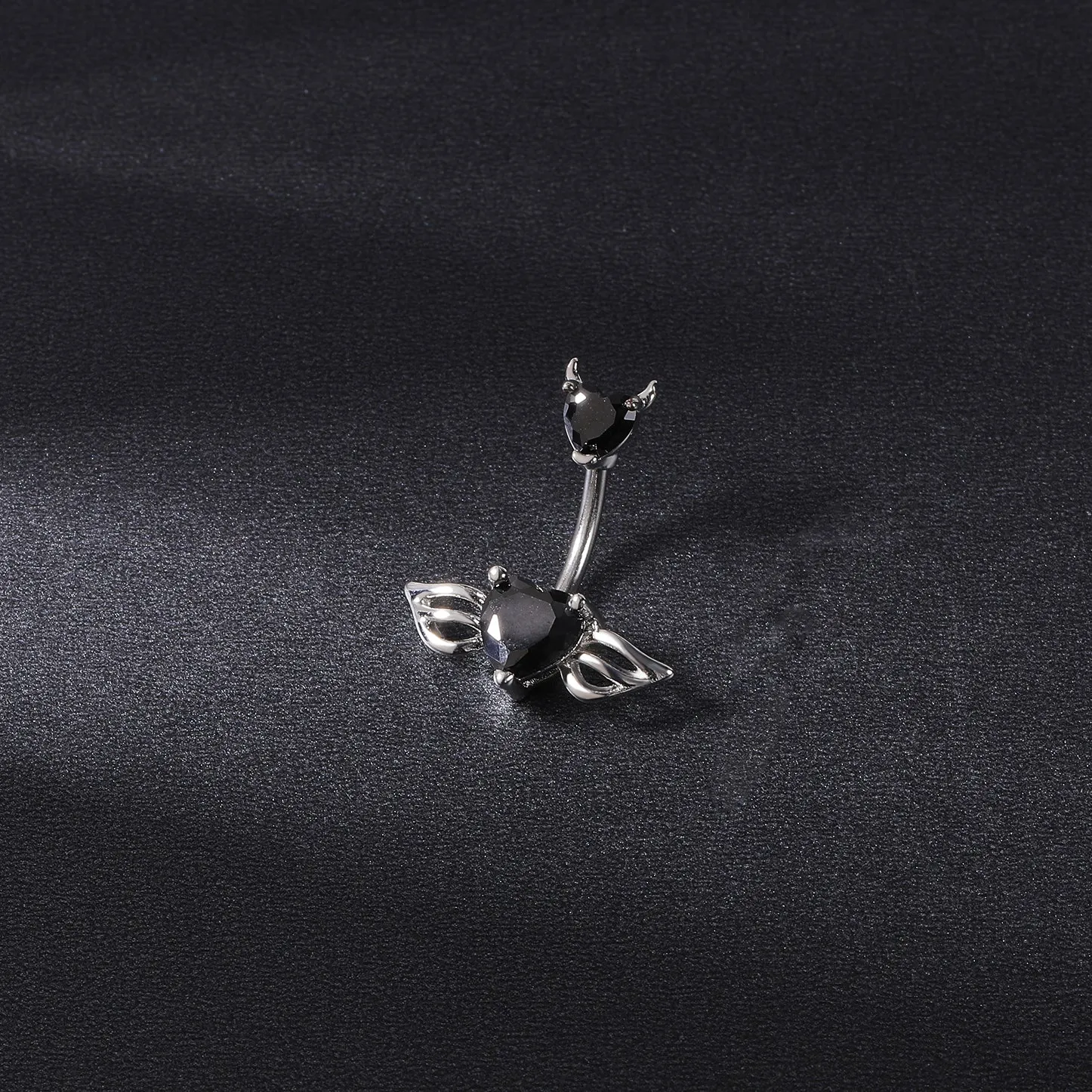14g Demon Belly Button Rings Heart Crtstal Belly Navel Piercing