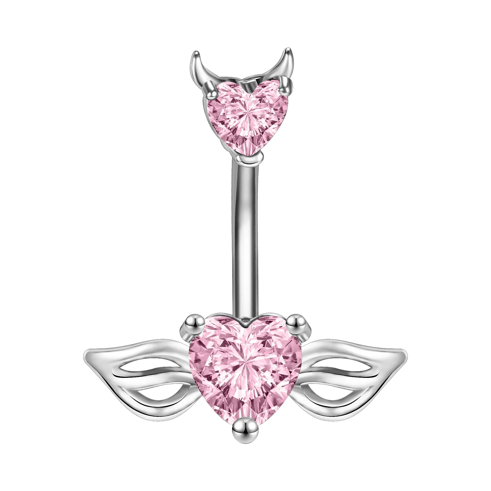 14g Demon Belly Button Rings Heart Crtstal Belly Navel Piercing