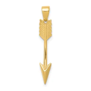 14K Gold 3D Arrow Pendant with Polished Finish for Men